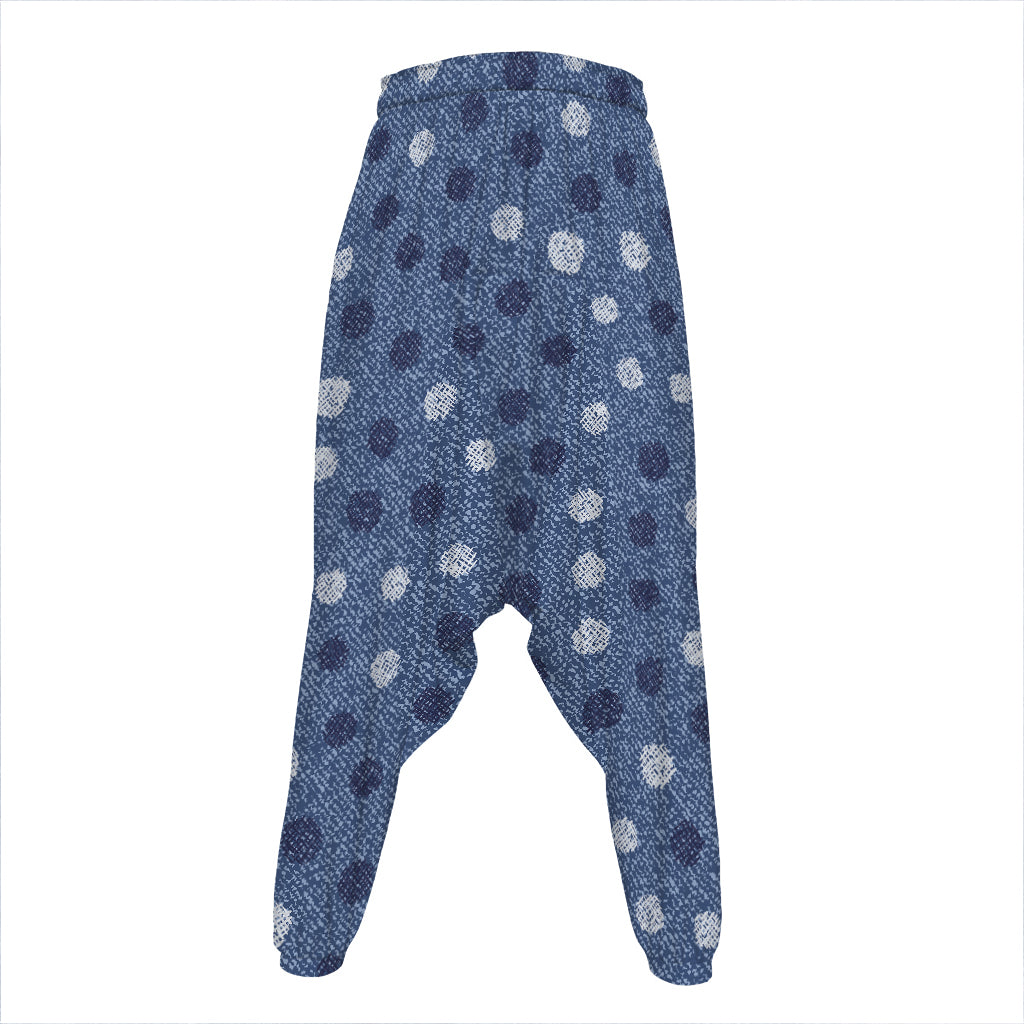 Cute Polka Dot Denim Jeans Pattern Print Hammer Pants