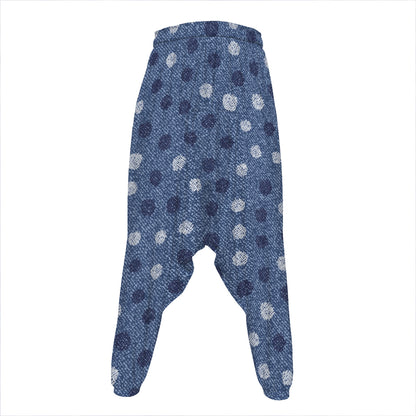 Cute Polka Dot Denim Jeans Pattern Print Hammer Pants