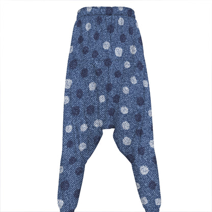 Cute Polka Dot Denim Jeans Pattern Print Hammer Pants