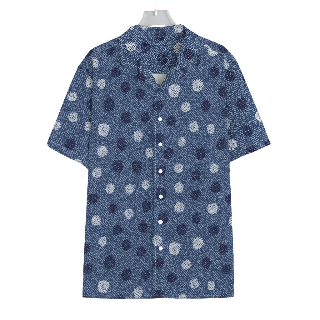 Cute Polka Dot Denim Jeans Pattern Print Hawaiian Shirt