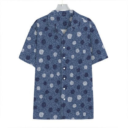Cute Polka Dot Denim Jeans Pattern Print Hawaiian Shirt