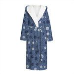 Cute Polka Dot Denim Jeans Pattern Print Hooded Bathrobe