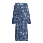 Cute Polka Dot Denim Jeans Pattern Print Hooded Bathrobe