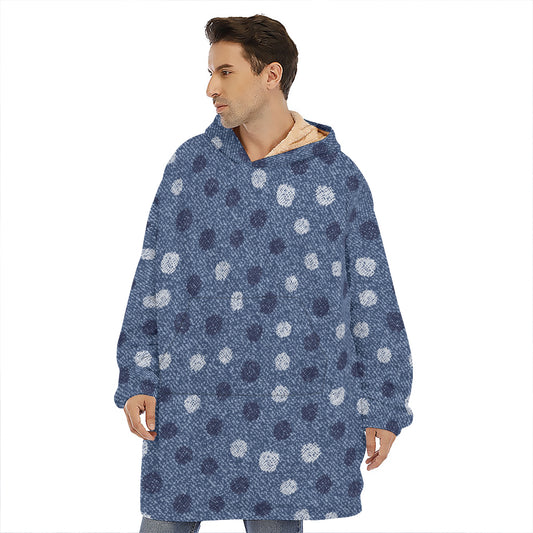 Cute Polka Dot Denim Jeans Pattern Print Hoodie Blanket