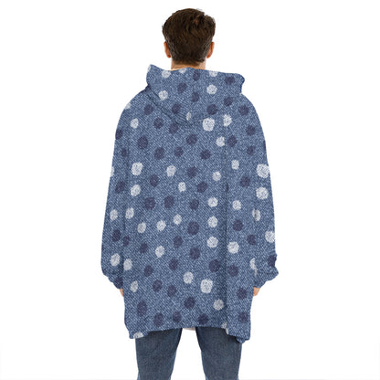 Cute Polka Dot Denim Jeans Pattern Print Hoodie Blanket