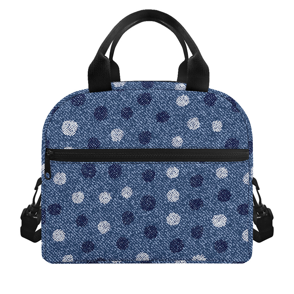 Cute Polka Dot Denim Jeans Pattern Print Insulated Lunch Bag