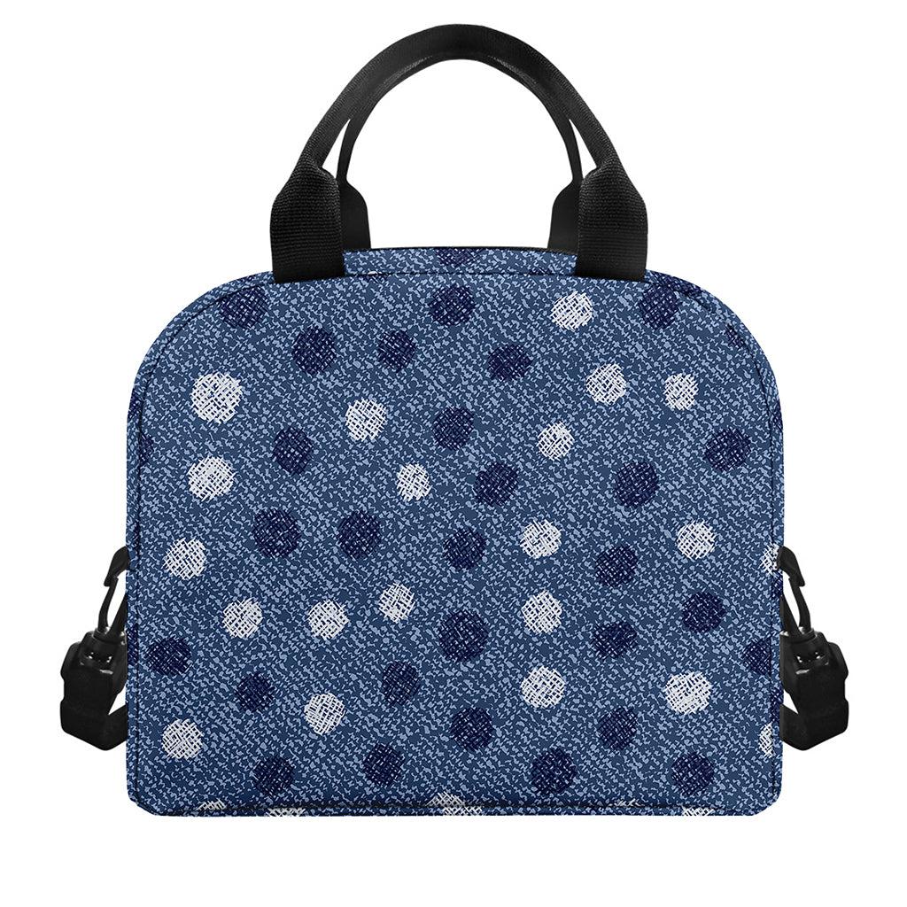 Cute Polka Dot Denim Jeans Pattern Print Insulated Lunch Bag