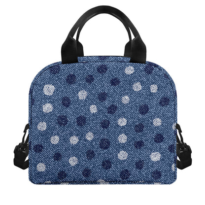Cute Polka Dot Denim Jeans Pattern Print Insulated Lunch Bag