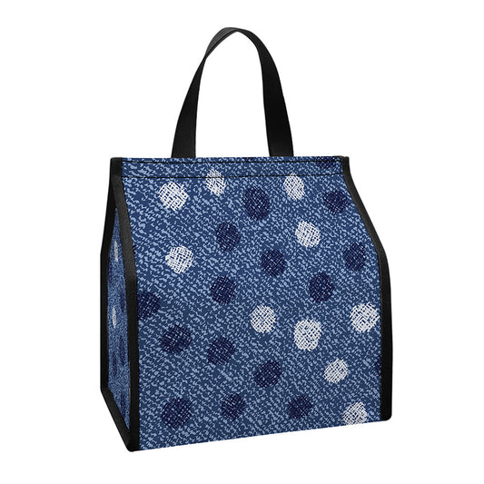 Cute Polka Dot Denim Jeans Pattern Print Insulated Lunch Tote
