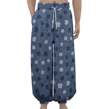 Cute Polka Dot Denim Jeans Pattern Print Lantern Pants