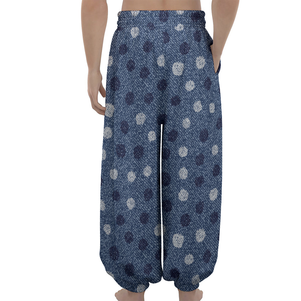 Cute Polka Dot Denim Jeans Pattern Print Lantern Pants