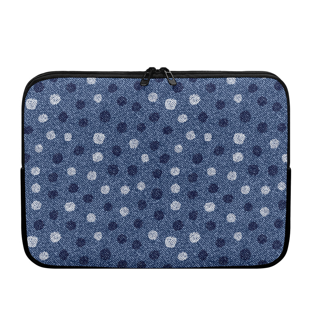 Cute Polka Dot Denim Jeans Pattern Print Laptop Sleeve