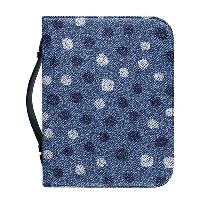 Cute Polka Dot Denim Jeans Pattern Print Leather Bible Cover