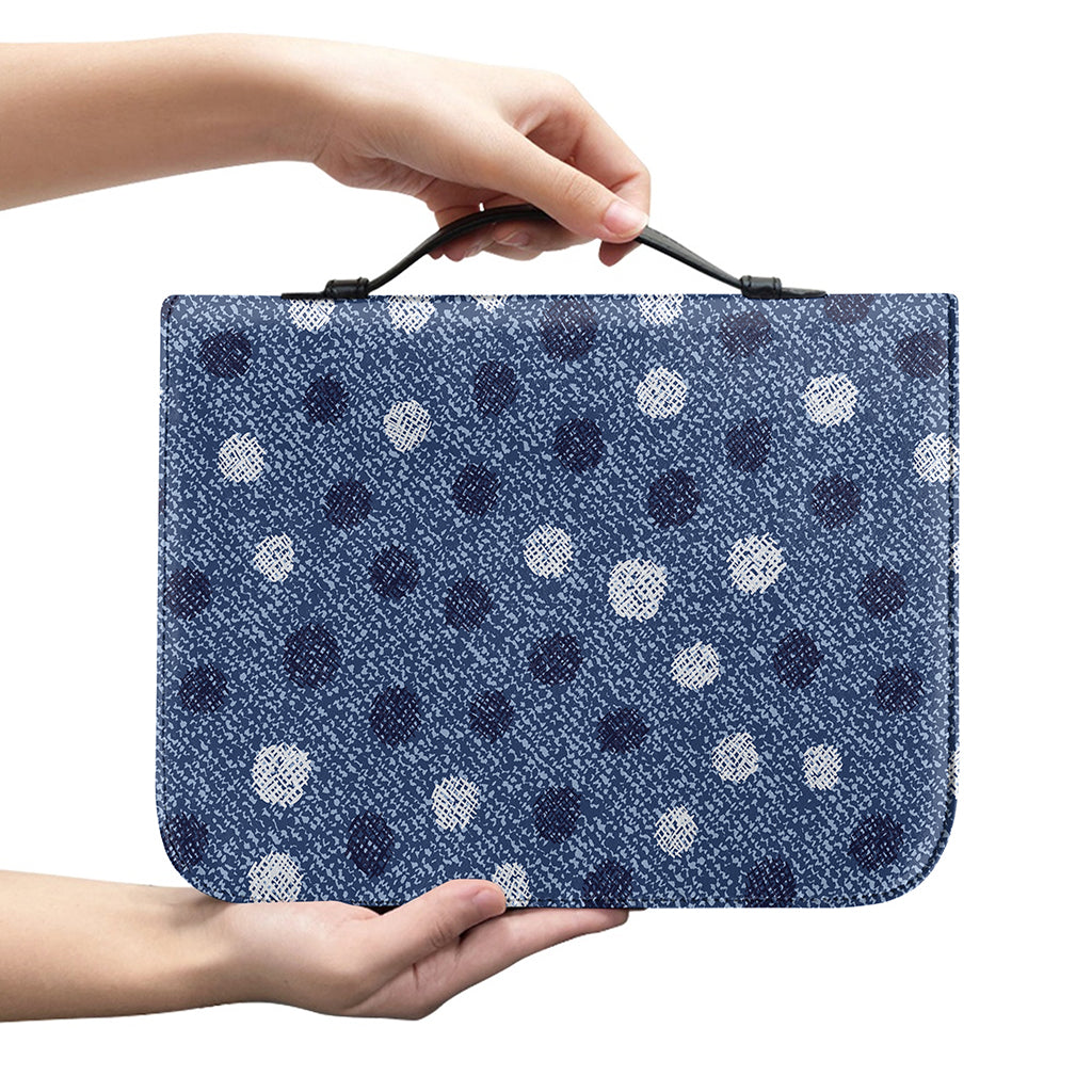 Cute Polka Dot Denim Jeans Pattern Print Leather Bible Cover