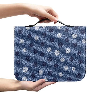 Cute Polka Dot Denim Jeans Pattern Print Leather Bible Cover