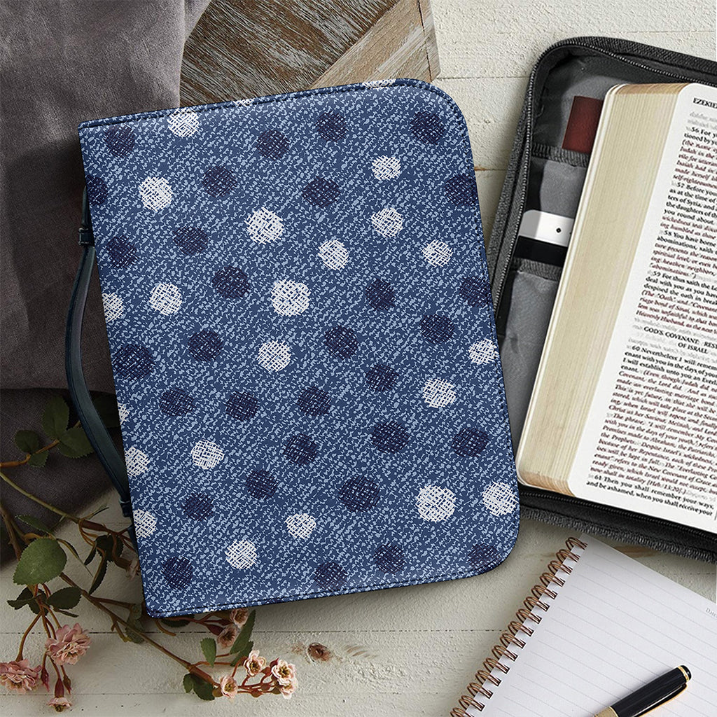 Cute Polka Dot Denim Jeans Pattern Print Leather Bible Cover