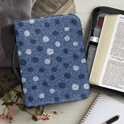 Cute Polka Dot Denim Jeans Pattern Print Leather Bible Cover