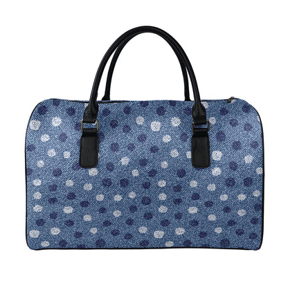 Cute Polka Dot Denim Jeans Pattern Print Leather Duffle Bag