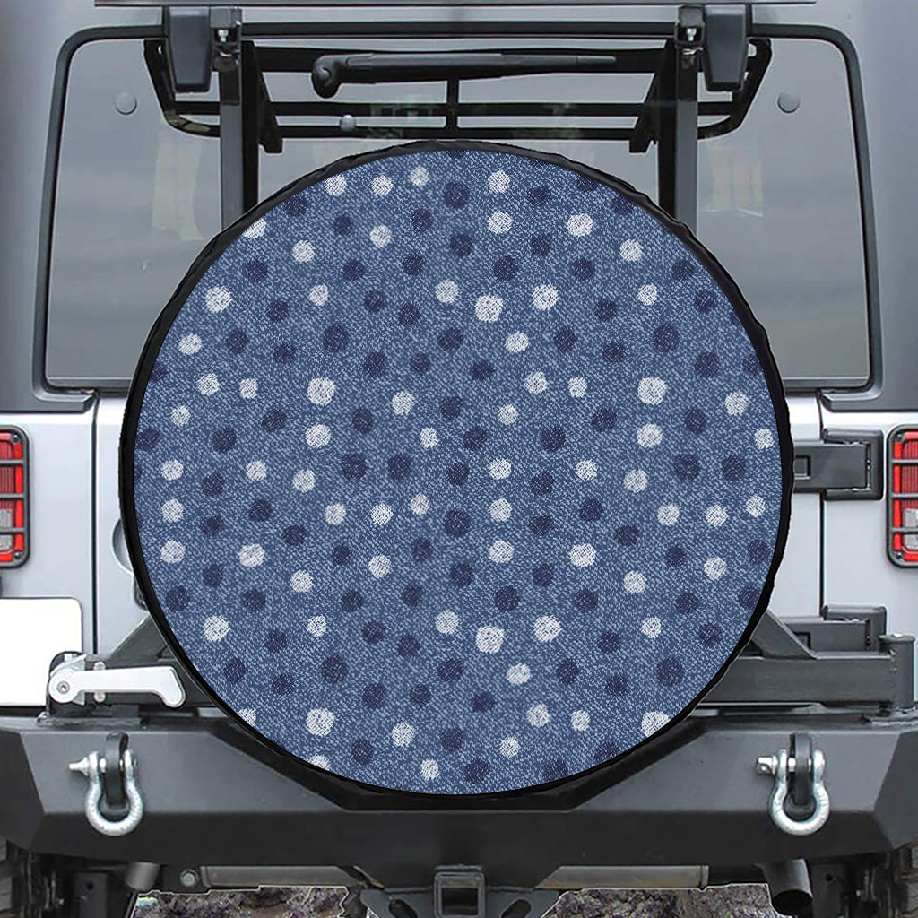 Cute Polka Dot Denim Jeans Pattern Print Leather Spare Tire Cover