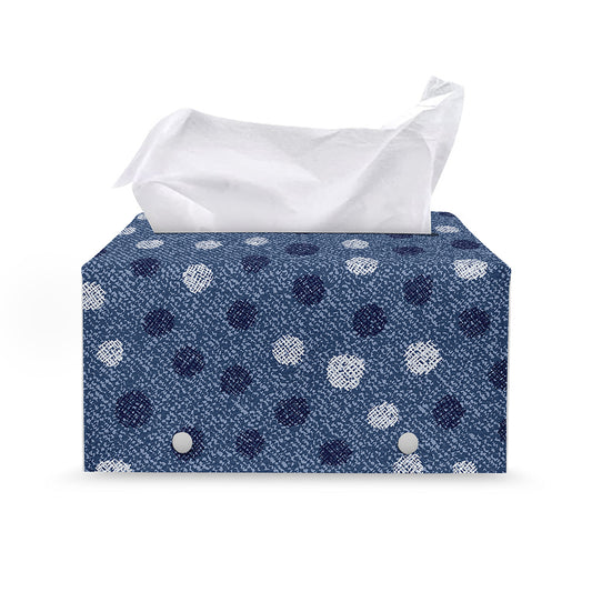 Cute Polka Dot Denim Jeans Pattern Print Leather Tissue Box Cover
