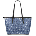 Cute Polka Dot Denim Jeans Pattern Print Leather Tote Bag With Zipper