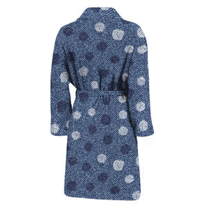 Cute Polka Dot Denim Jeans Pattern Print Men's Bathrobe