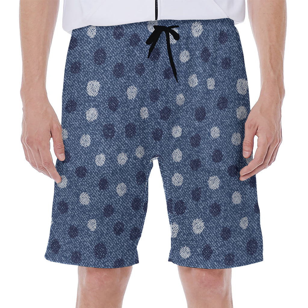 Cute Polka Dot Denim Jeans Pattern Print Men's Beach Shorts