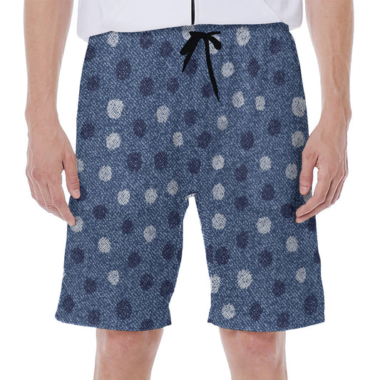 Cute Polka Dot Denim Jeans Pattern Print Men's Beach Shorts