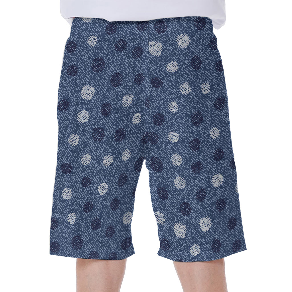Cute Polka Dot Denim Jeans Pattern Print Men's Beach Shorts