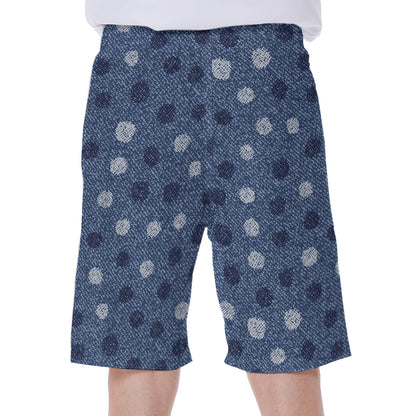 Cute Polka Dot Denim Jeans Pattern Print Men's Beach Shorts