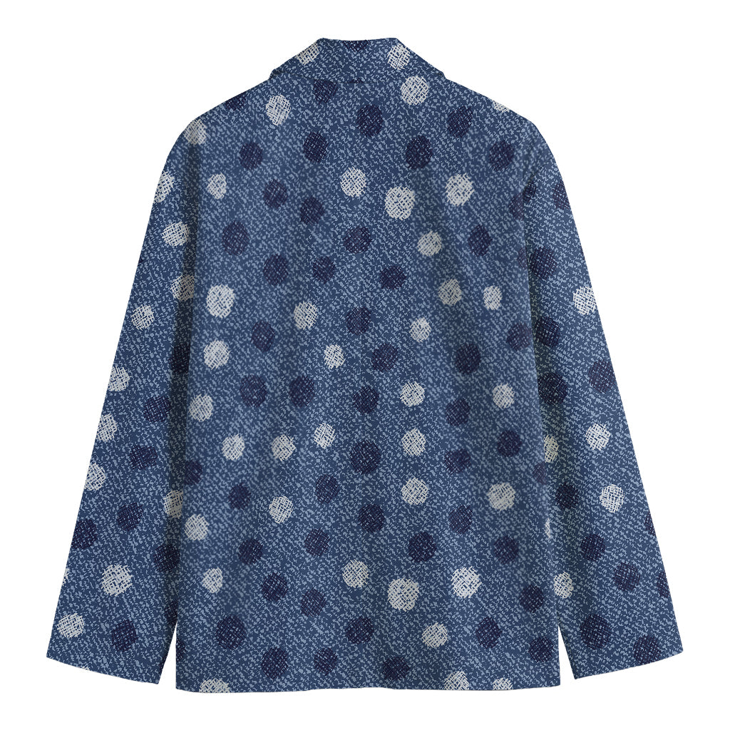 Cute Polka Dot Denim Jeans Pattern Print Men's Blazer