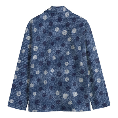 Cute Polka Dot Denim Jeans Pattern Print Men's Blazer