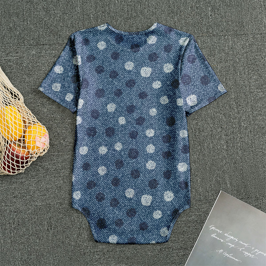 Cute Polka Dot Denim Jeans Pattern Print Men's Bodysuit