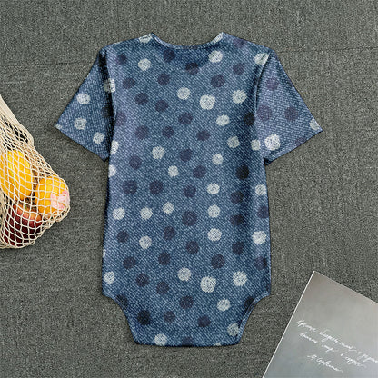 Cute Polka Dot Denim Jeans Pattern Print Men's Bodysuit
