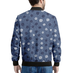 Cute Polka Dot Denim Jeans Pattern Print Men's Bomber Jacket