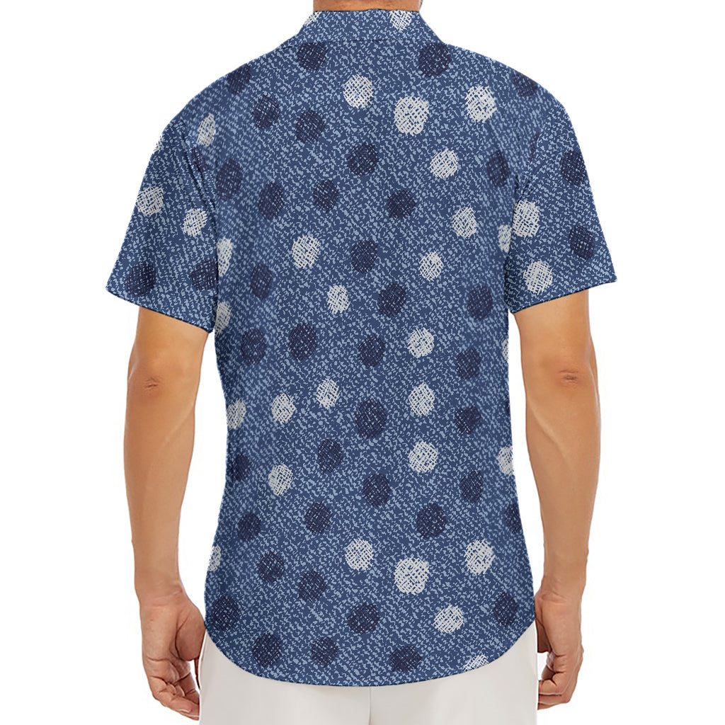 Cute Polka Dot Denim Jeans Pattern Print Men's Deep V-Neck Shirt
