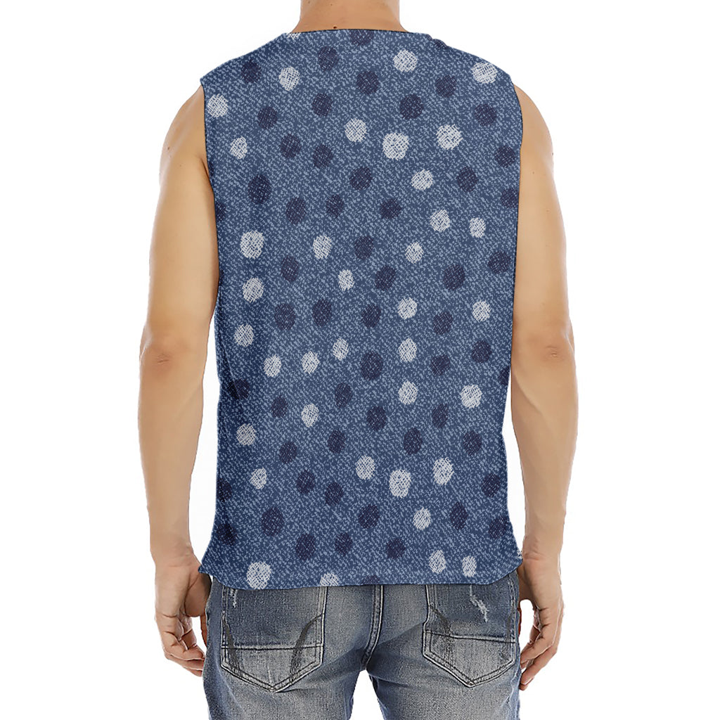 Cute Polka Dot Denim Jeans Pattern Print Men's Fitness Tank Top