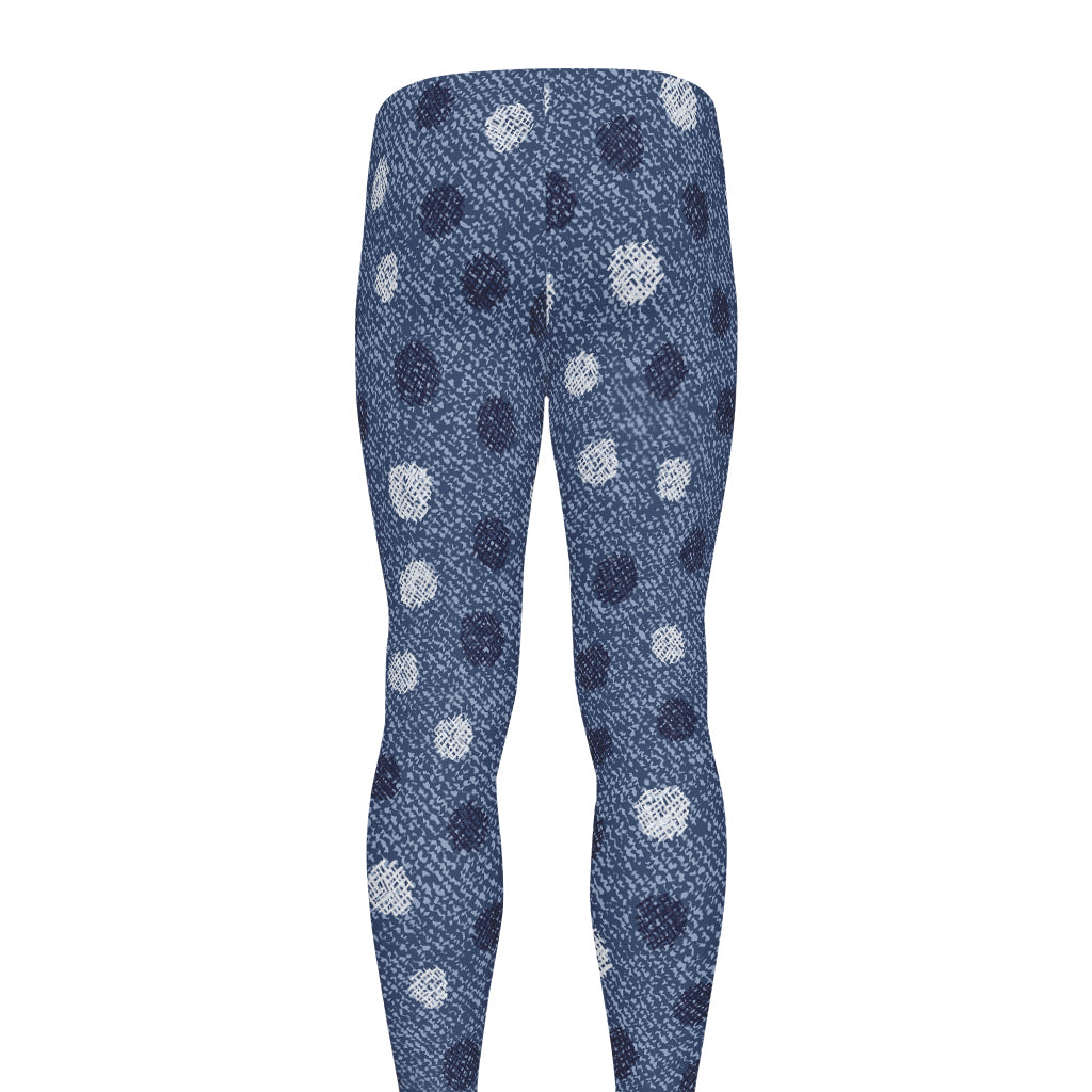 Cute Polka Dot Denim Jeans Pattern Print Men's leggings