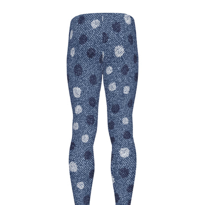 Cute Polka Dot Denim Jeans Pattern Print Men's leggings