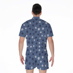 Cute Polka Dot Denim Jeans Pattern Print Men's Rompers
