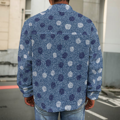 Cute Polka Dot Denim Jeans Pattern Print Men's Shirt Jacket