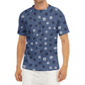 Cute Polka Dot Denim Jeans Pattern Print Men's Short Sleeve Rash Guard