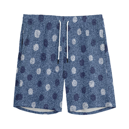 Cute Polka Dot Denim Jeans Pattern Print Men's Sports Shorts