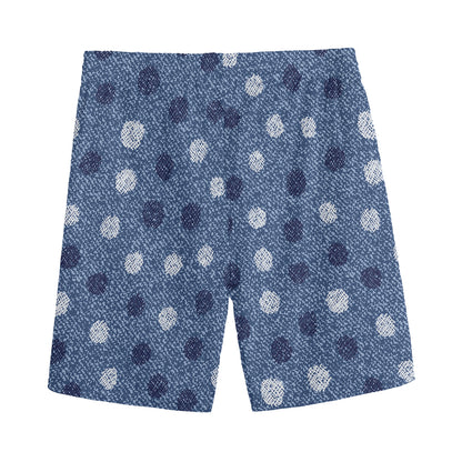 Cute Polka Dot Denim Jeans Pattern Print Men's Sports Shorts