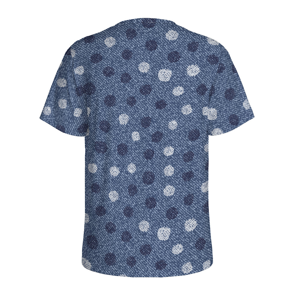 Cute Polka Dot Denim Jeans Pattern Print Men's Sports T-Shirt