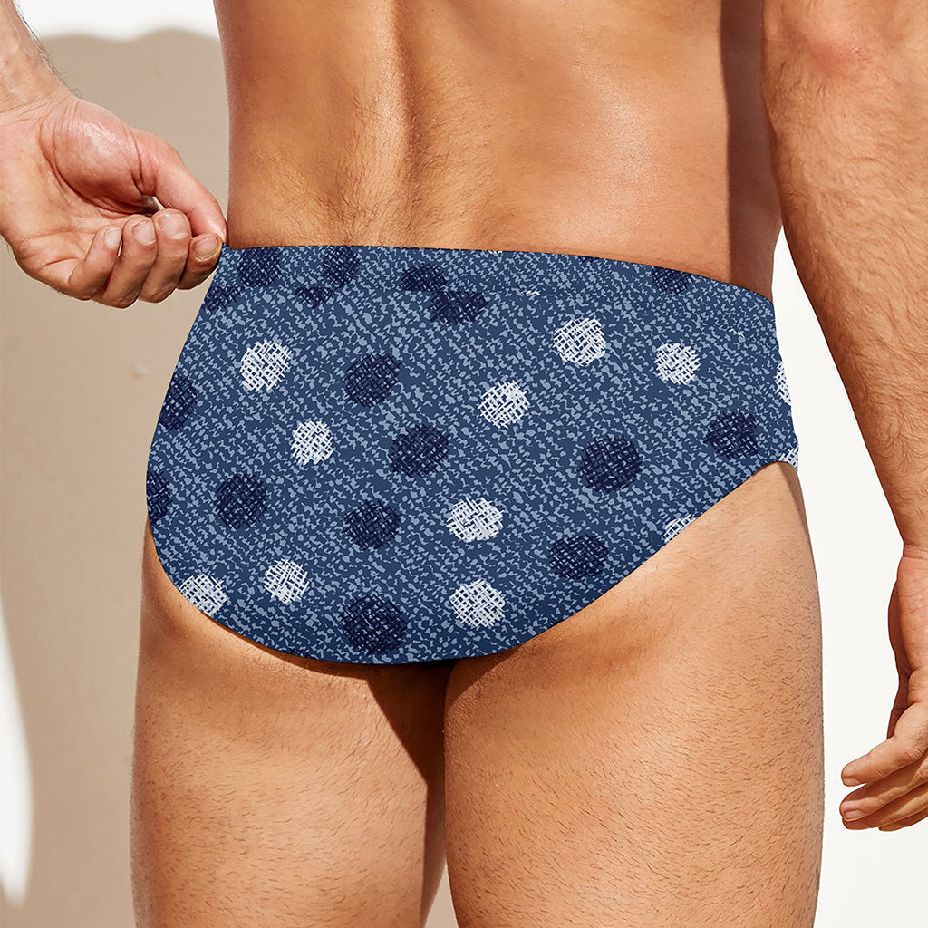 Cute Polka Dot Denim Jeans Pattern Print Men's Swim Briefs
