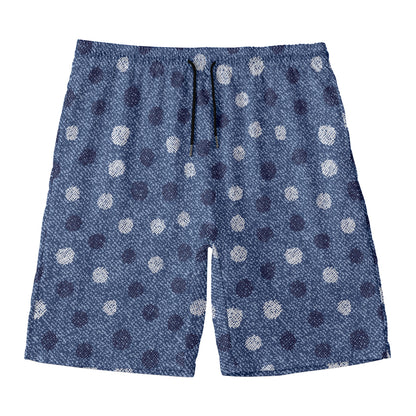 Cute Polka Dot Denim Jeans Pattern Print Men's Swim Trunks