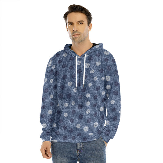 Cute Polka Dot Denim Jeans Pattern Print Men's Velvet Pullover Hoodie