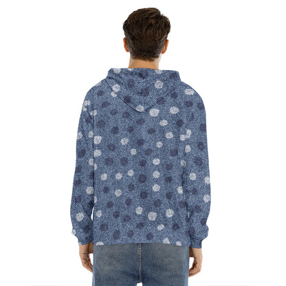 Cute Polka Dot Denim Jeans Pattern Print Men's Velvet Pullover Hoodie