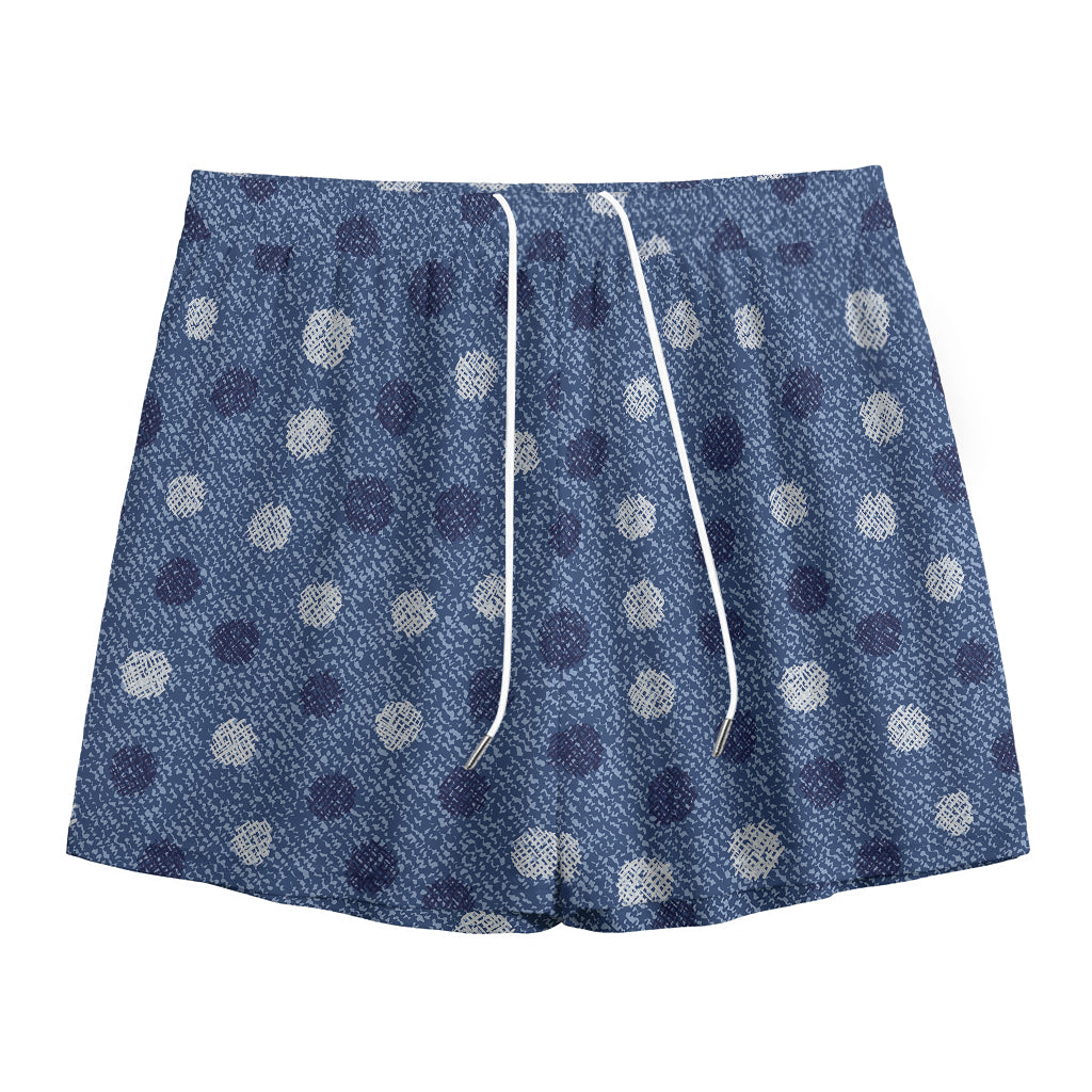 Cute Polka Dot Denim Jeans Pattern Print Mesh Shorts